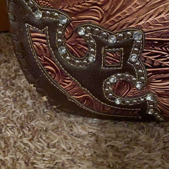 Leather work purse with rhinestone - Picture 2 of 10